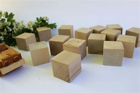 12pcs set of wooden blocks,Unfinished wood blocks, Natural wood blocks, Wooden cubes, DIY blocks ...