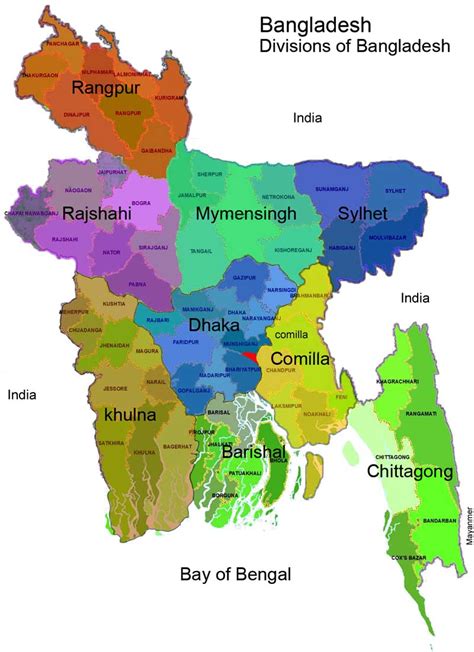 Map Of Bangladesh Divisions And Districts Maps Mymensingh Sylhet