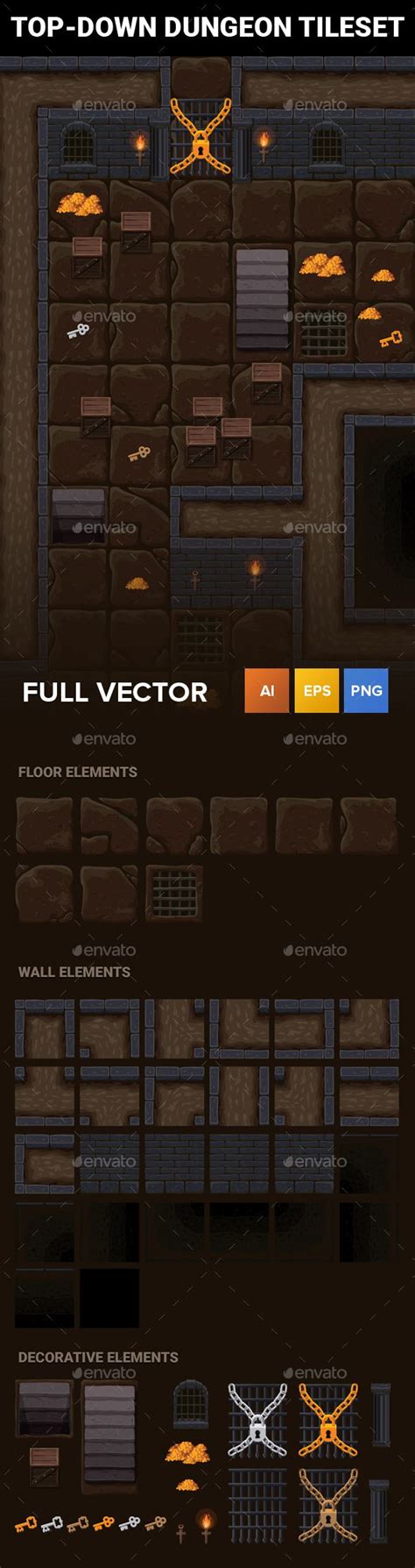 Top Down Dungeon Rpg Tileset Game Level Design Pixel Art Games Rpg