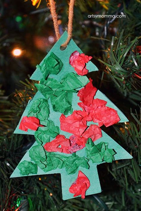 Simple Tissue Paper Christmas Tree Shaped Ornament Craft Classroom