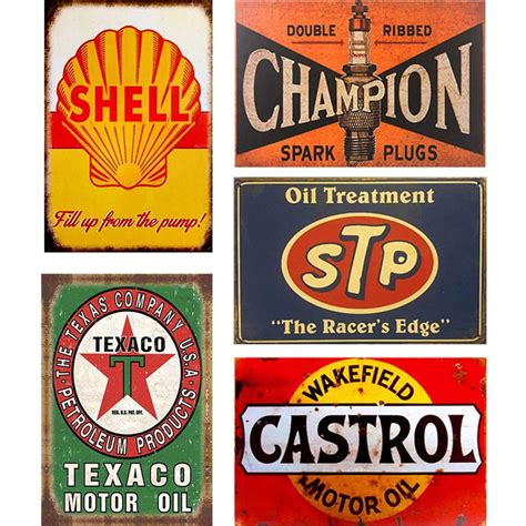 Flowerbeads Retro Tin Signs Vintage Signs Auto Motorcycle Gasoline Garage Home Wall Decoration