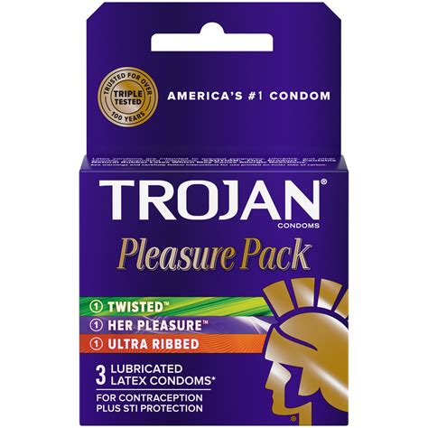 Trojan Pleasure Variety Pack Lubricated Condoms 3 Count