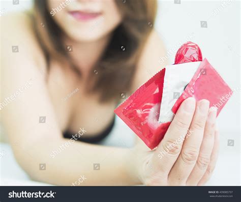 Sexy Lady Giving Red Condom Safe Stock Photo 439085737 Shutterstock