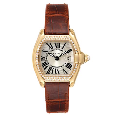 Cartier Roadster Ladies 18k Yellow Gold Diamond Watch We500160