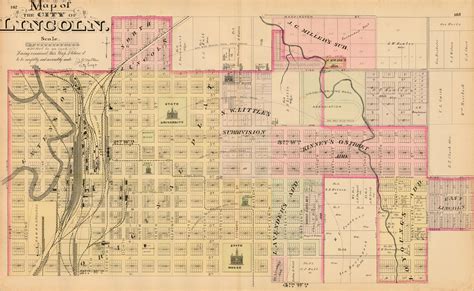 Map Of The City Of Lincoln Nebraska Art Source International