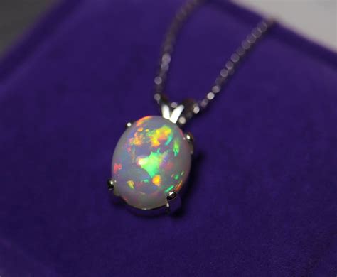 Rare Quality Grade Large Natural Opal Pendant Aaaa Rainbow Glowing