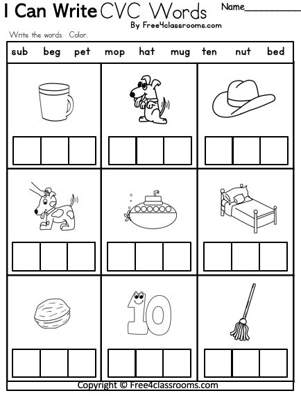 Writing Cvc Words Kindergarten Cvc Words Worksheets For Kindergarten