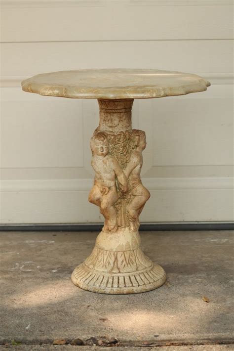 vtg victorian cherub angel accent table scalloped edge