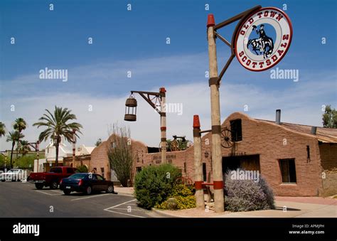 Downtown Historical Old Town Scottsdale Arizona Usa With Many Tourist