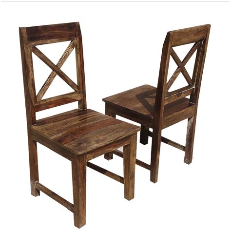 Dallas Ranch Solid Wood X Back Dining Chair Set Of 2 Rosewood Dining
