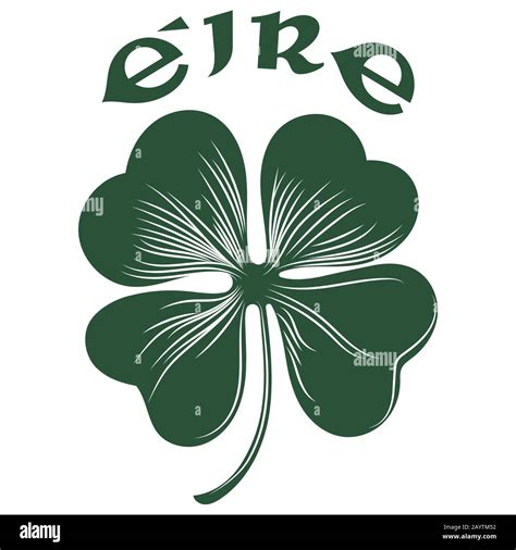 Four Leaf Clover In Vintage Retro Style Irish Symbol For The Feast Of
