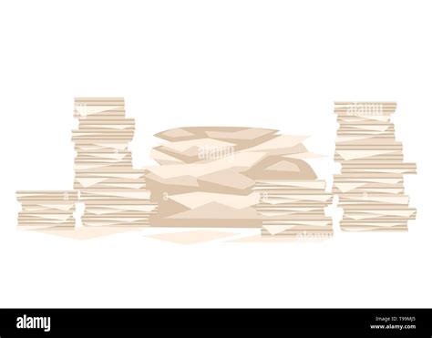 Many Stack Of Papers Flat Paper Pile Flat Vector Illustration