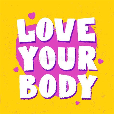 love your body body positive concept feminism poster with hand drawn lettering inscription
