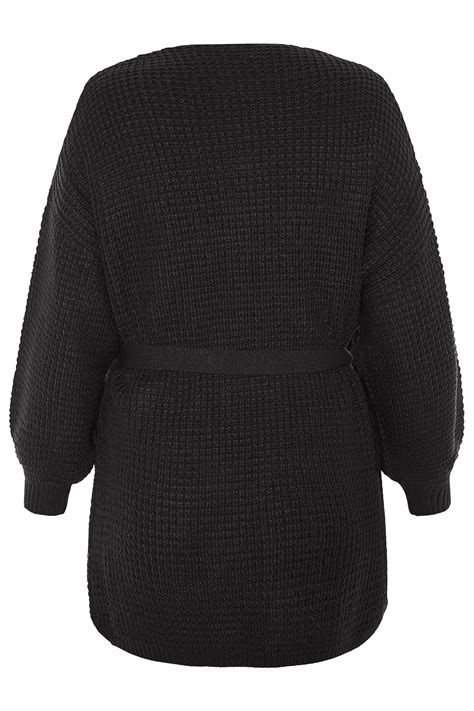 Black Belted Knitted Cardigan Yours Clothing
