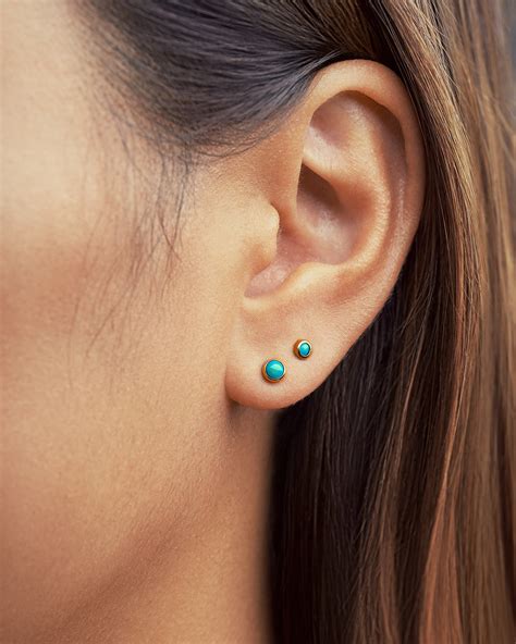 Dainty Turquoise Stud Earrings Small Stud Earrings Dainty Etsy