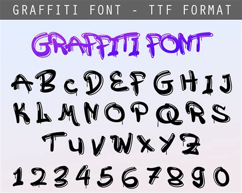 Graffiti Font Urban Font Font Bundle Ttf Alphabet Letters Numbers