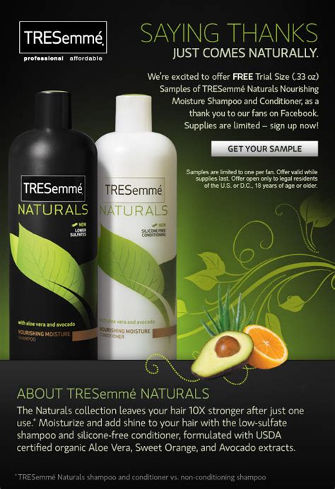 Free Tresemme Naturals Nourishing Moisture Shampoo And Conditioner Sample
