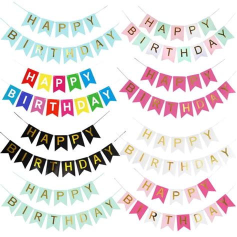 Happy Birthday Bunting Banner Pastel Hanging Letters Party Decoration