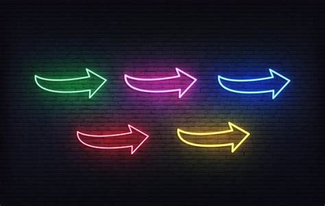 Premium Vector Arrows Neon Icons Set Glowing Colorful Signboard Arrows