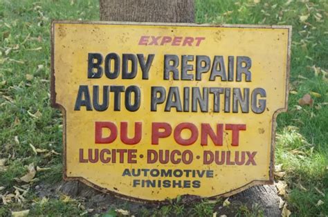 Vintage Du Pont Expert Body Repair Sign Dupont Lucite Duco Dulux