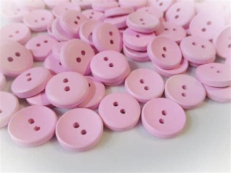 25 Pink Wood Buttons 15mm Round Painted Wooden Buttons Etsy