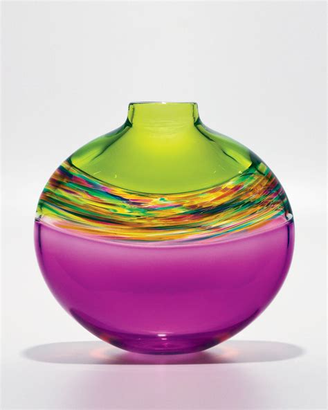 Spring Banded Vortex Vase By Michael Trimpol And Monique Lajeunesse Art Glass Vase Artful Home