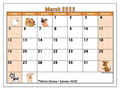 March 2023 Printable Calendar “484ss” Michel Zbinden Us