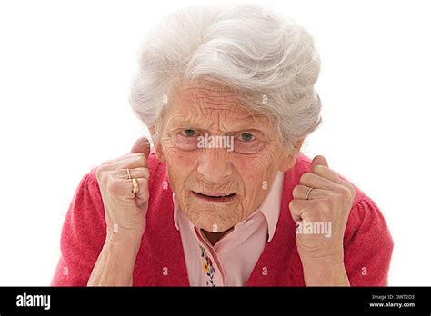 Angry Elderly Woman Stock Photo Alamy