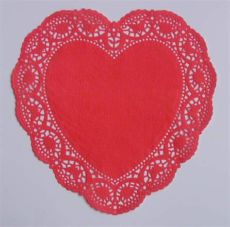 16 Red Heart Shaped Paper Doilies 10 Inch Size Etsy