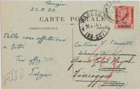 1920 Tangier Morocco Very Rare British Post Office On Postcard Cover