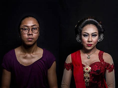 Transgenders Perform Traditional Opera In Indonesia Before And After Portraits As Transvestites