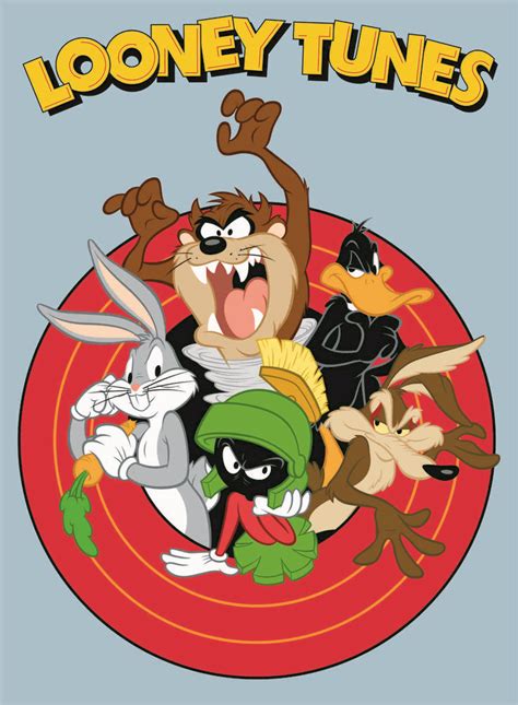 Looney Tunes Poster With Cartoon Characters In The Middle And On Top Of