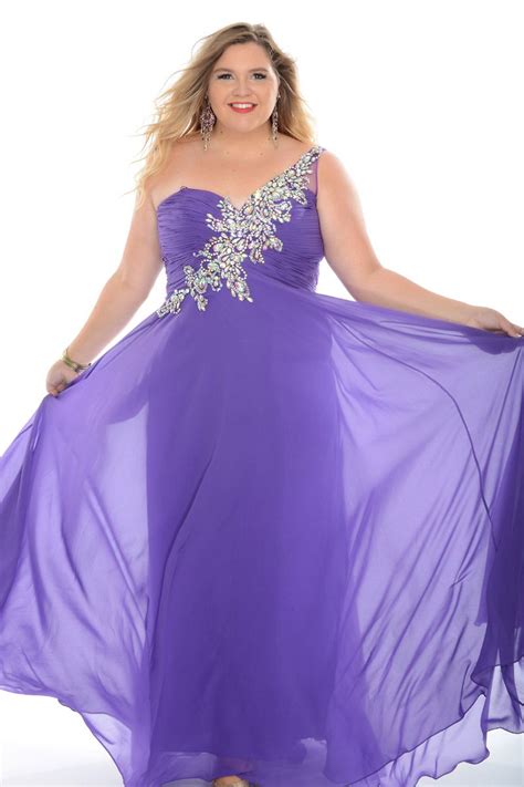 Precious Formals W10640 One Shoulder Plus Size Prom Gown French Novelty