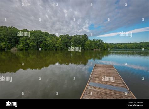 Dock In The Lake At Ford Pinchot State Park Pennsylvania Stock