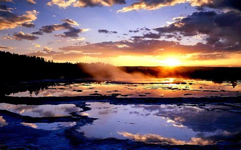 Beautiful Dawn Dawn Sunrise Clouds Sky Swamp Lake Hd Wallpaper