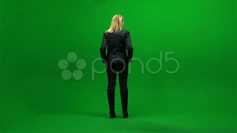 Women Standing Full Body Isolated Green Screen Stock Footage Ad Full