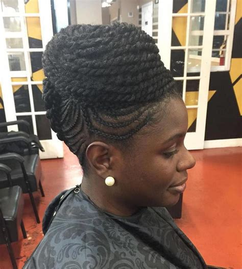 Black Updo With Cornrows And Twists Natural Hair Styles Hair Styles