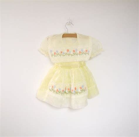 Vintage Baby Clothes 1950s Bright Yellow Chiffon Baby Vintage Baby
