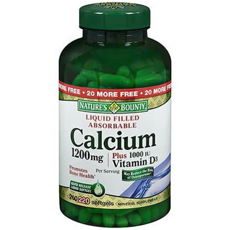 Natures Bounty Calcium 1200 Mg Plus Vitamin D3 Mineral Supplement