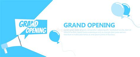 Grand Opening Banner Gramophone With Text On A White Blue Background