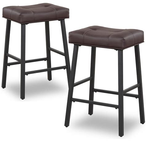 Bar Stools Set Of 2 Kitchen Counter Height Saddle Bar Stools With Faux