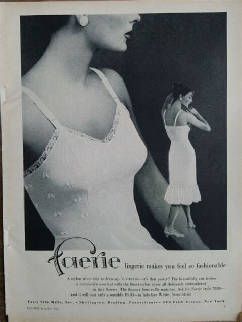 1957 Womens Faerie Slip Lingerie Feel Fashionable Vintage Fashion Ad