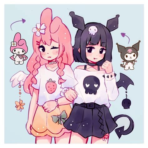 Acatcie On Instagram Kuromi And My Melody Fan Art 💞 They’re Literally So Cute I Love Sanrio