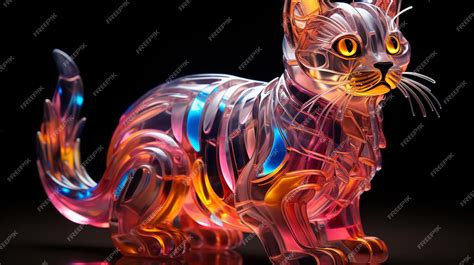 Premium Ai Image Fluorescent Feline Paint A Bacterial Cat In