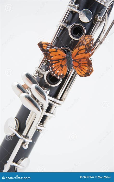 Clarinet With Butterfly On White Stock Image Image 9757947