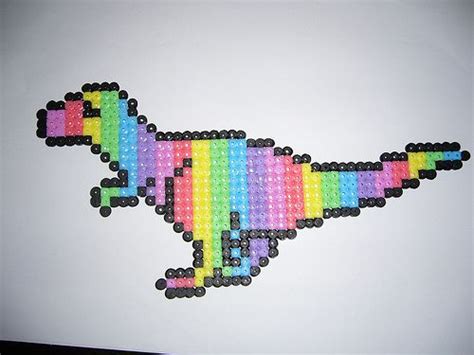 Hama Perler Rainbow Dinosaur Hama Beads Patterns Perler Bead Art