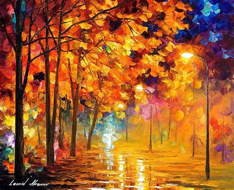 Autumn In The Park — Palette Knife Oil Painting On Canvas By Leonid
