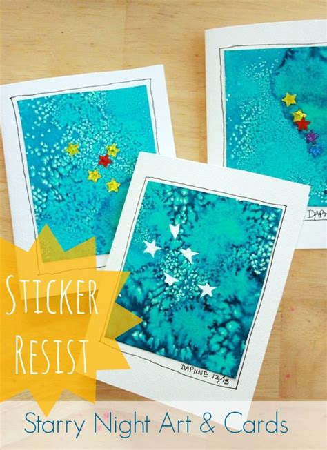 Gorgeous Sticker Resist Starry Night Cards Starry Night Art Arts And