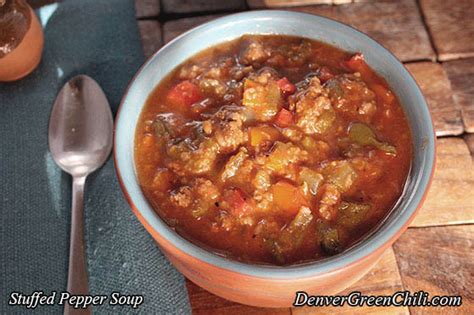 Fill each half with 3/4 cup of the filling, mounding it on top. Stuffed Pepper Soup - Denver Green Chili