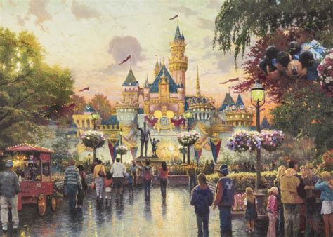 Lot Detail Thomas Kinkade Disneyland 50th Anniversary Artwork With